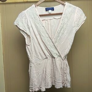 Francesca Blue Rain Light Pink Top Embroidery